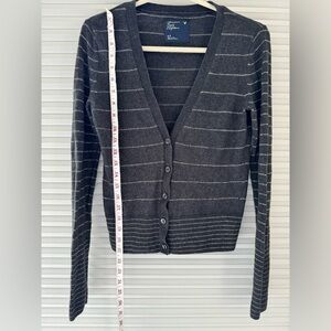 BOGO! American Eagle. cardigan grey with silver stripes